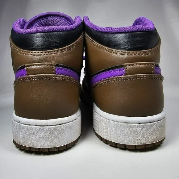 Nike Air Jordan 1 Mid GS Shoes Mocha Brown / Purple DQ8423-215 Size 5Y / 6.5W - Picture 4 of 10